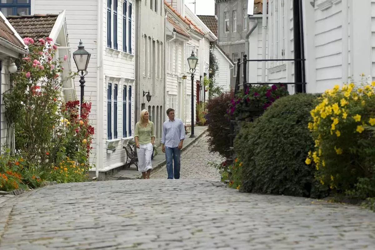 Alte Fischerhäuser prägen die Altstadt in Stavanger